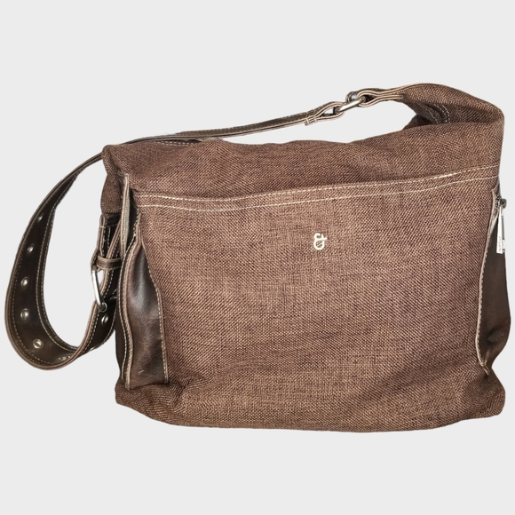 Matt & Nat Large Vegan Leather/Canvas Hobo, Brown EUC - Picture 1 of 7